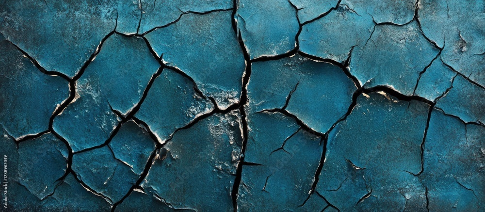 Poster cracked blue paint texture on a wall with detailed patterns suitable for backgrounds and design proj
