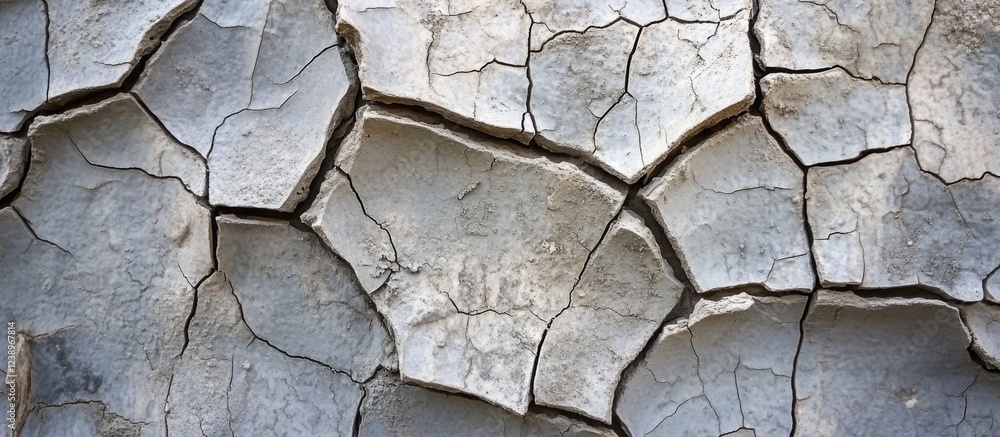 Poster Detailed close-up of cracked dry earth surface showing intricate patterns and textures with natural light Copy Space