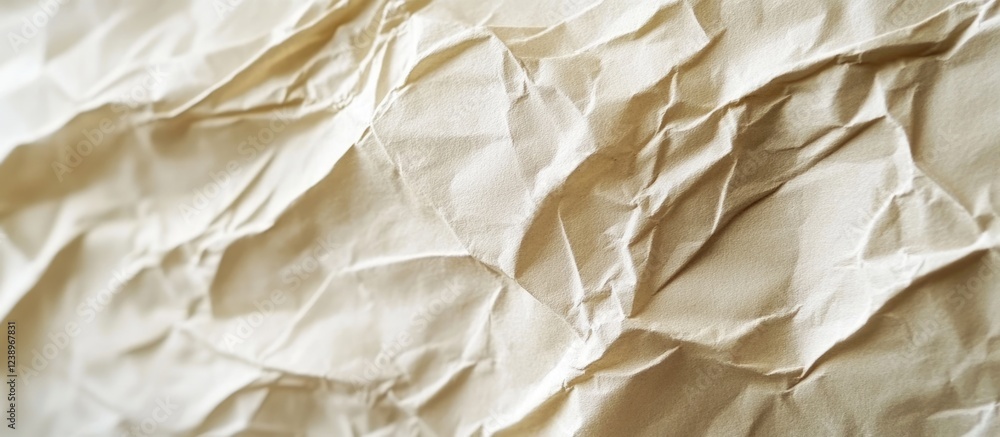 Poster Crumpled beige paper texture background with intricate folds and creases ideal for graphic design purposes Copy Space.