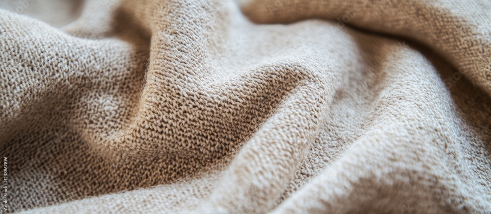 Aufkleber Beige textured fabric close-up background with soft folds and wrinkles suitable for various design purposes Copy Space