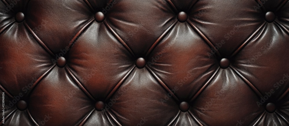 Poster brown tufted leather texture background with detailed stitching and buttons suitable for upholstery 