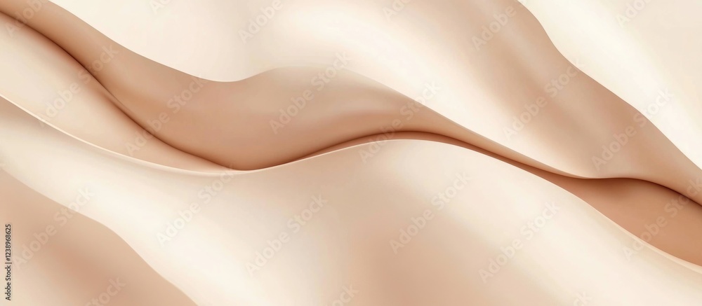 Aufkleber Smooth draped fabric background in soft beige tones creating gentle waves and folds with subtle shadows and highlights Copy Space