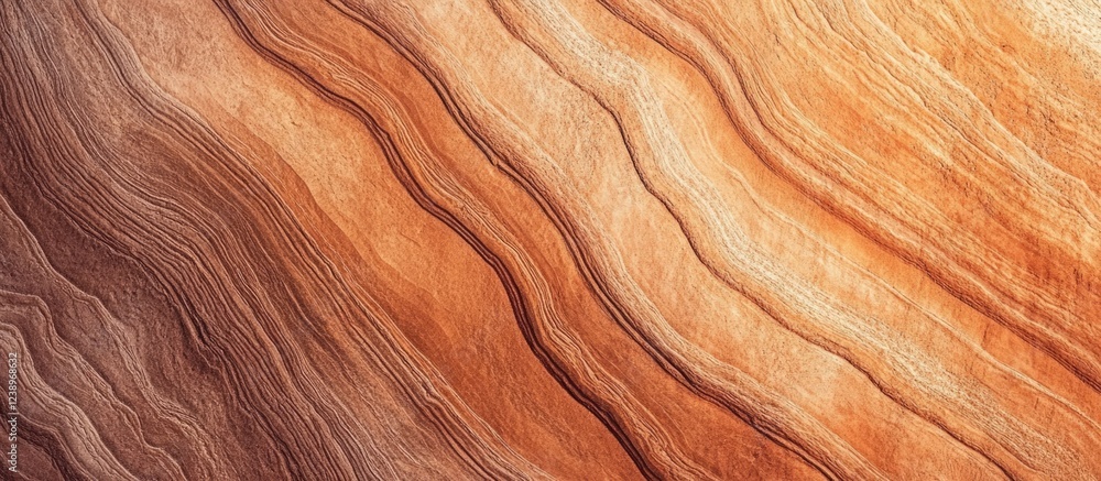 Poster textured natural rock formation with layered patterns in warm tones and horizontal lines, abstract b