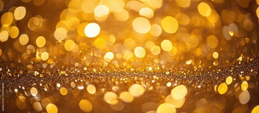 Aufkleber Golden Bokeh Background with Soft Focus Light Effect for Text Placement Copy Space