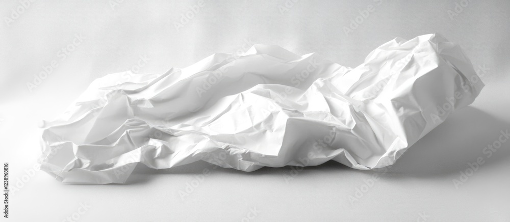 Aufkleber Crumpled white paper sheet on neutral background with copy space for text or graphics design elements
