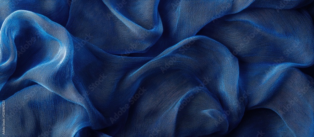 Aufkleber blue silk fabric texture with folds and creases suitable for background use and design elements. cop