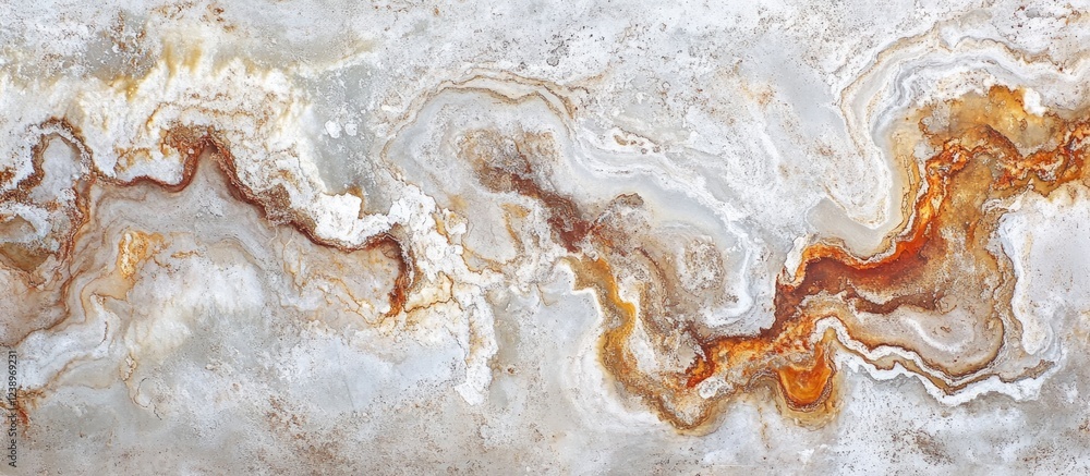 Poster abstract natural stone surface with intricate patterns in gray, white, and orange tones suitable for