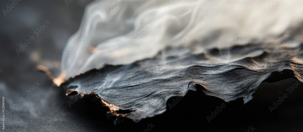 Poster burnt wood detail with wisps of smoke on a dark background showcasing texture and natural elements c