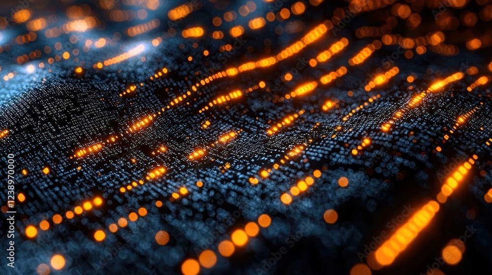 Poster abstract digital data streams flowing in waves