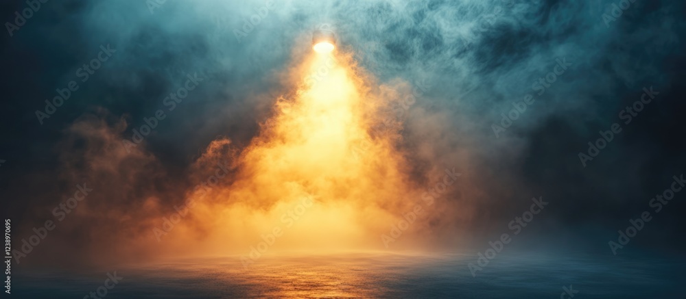 Poster mysterious illuminated fog with dramatic lighting effects creating an atmospheric scene suitable for