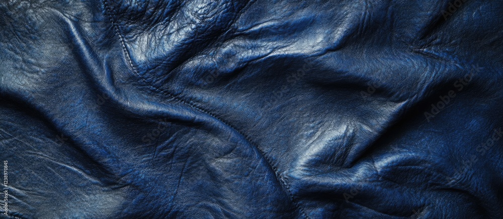 Aufkleber close-up of wrinkled dark blue leather texture background with natural patterns and details suitable