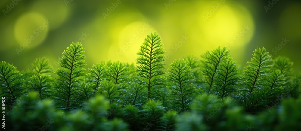 Aufkleber green fern leaves in a blurred background with bokeh effect suitable for nature themes with copy spa