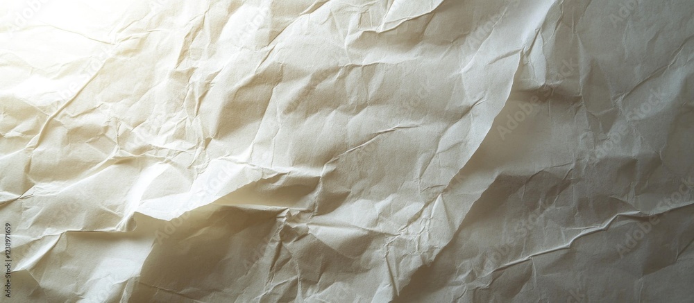 Poster textured crumpled white paper background with soft lighting and shadows suitable for graphic design 