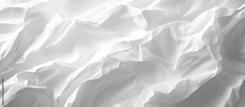 Poster Crumpled white paper texture background with soft light for design use Copy Space