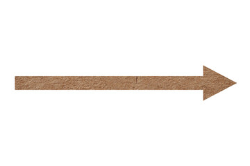 Arrow with texture of kraft paper isolated on white