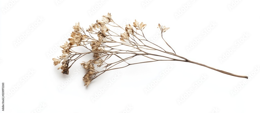 Poster Dried flower stem isolated on white background with copy space for text or design elements