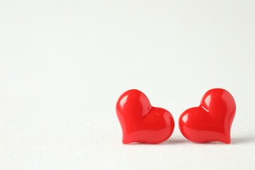 Red decorative hearts on white background, space for text. Happy Valentine's day