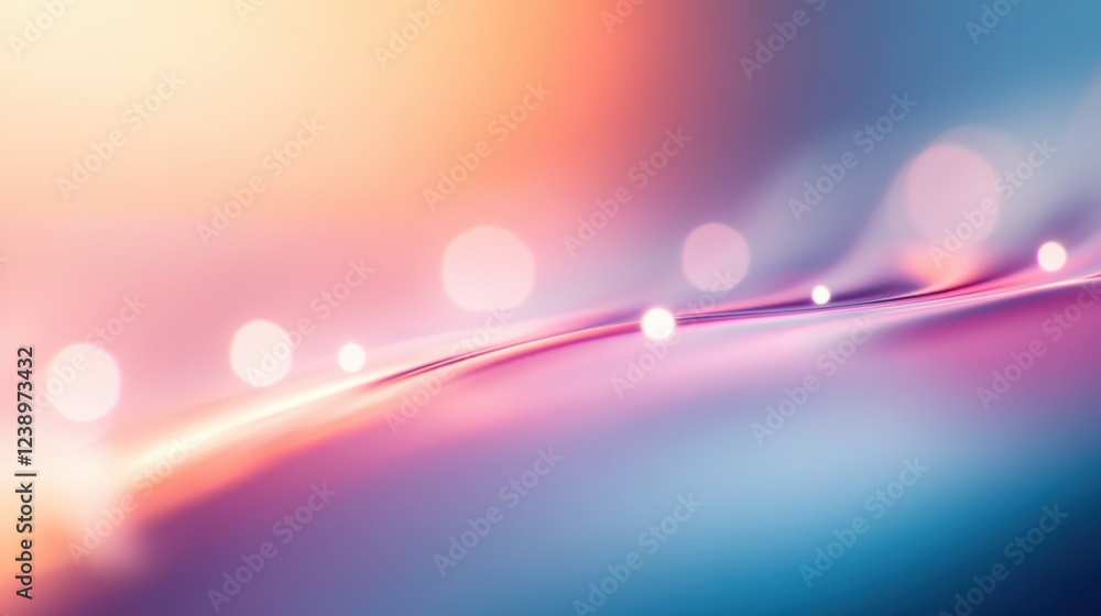 Poster soft abstract background with colorful waves and glowing bokeh lights