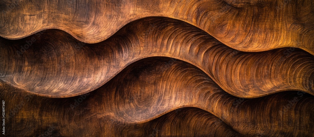 Aufkleber Abstract wooden texture with wavy patterns in rich brown tones suitable for backgrounds and overlays Copy Space