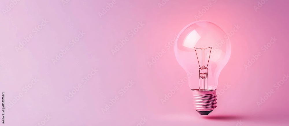 Aufkleber Light bulb on a pink gradient background with soft lighting and smooth shadows Copy Space