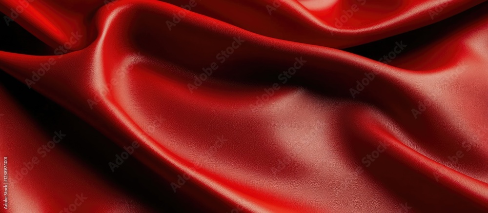 Aufkleber Red satin fabric texture with smooth waves and folds ideal for backgrounds or textile design concepts Copy Space