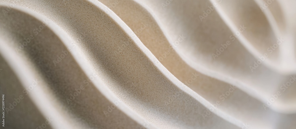Aufkleber Close-up abstract texture of soft waves in beige fabric with smooth gradients and shadows, ideal for backgrounds and design elements. Copy Space