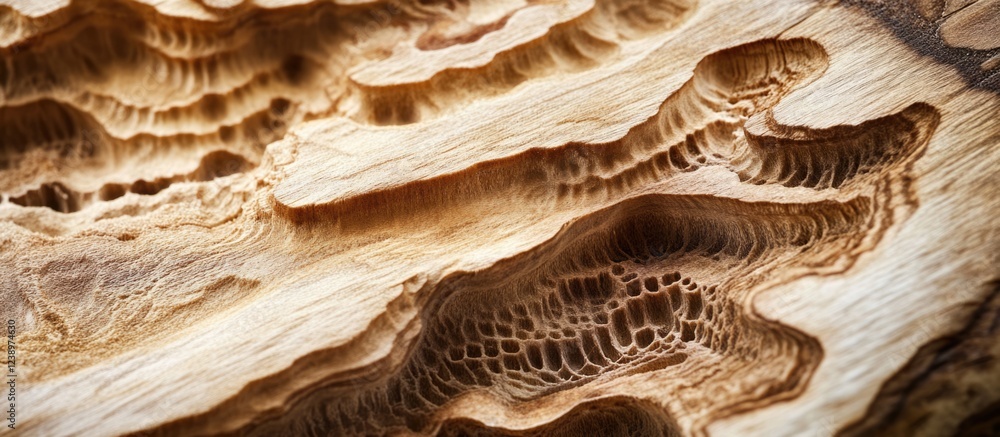 Poster Natural wood texture with intricate patterns and grooves highlighting organic lines and detailed grain structure suitable for backgrounds and designs