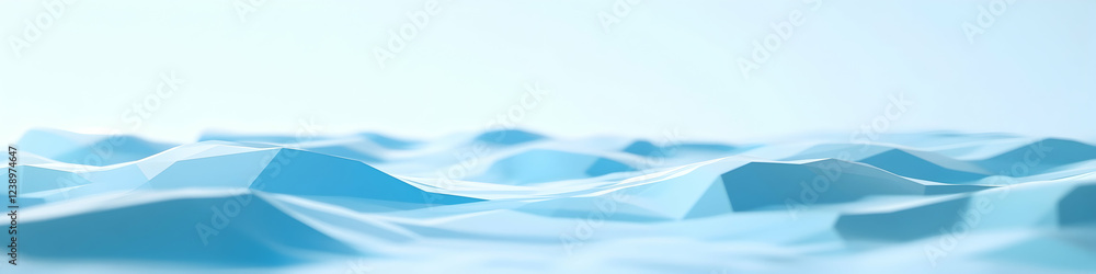 Poster light blue background with a low-poly pattern