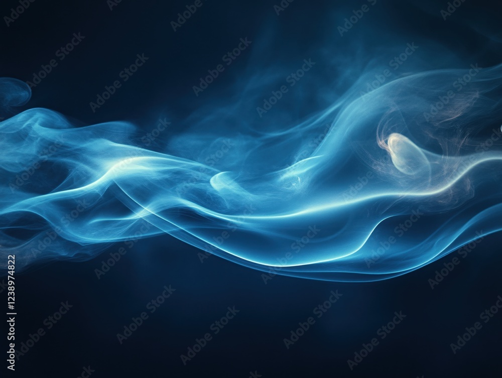Aufkleber abstract blue smoke flowing on dark background creating a fluid and ethereal visual effect
