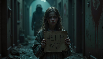 Desperate Senior Man Holding Help Sign for Social Awareness Projects and Charity