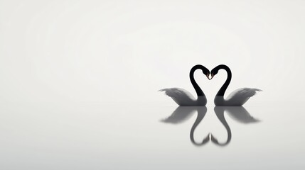 Obraz premium Two swans forming heart shape with necks on lake