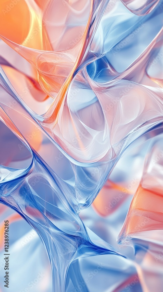 Aufkleber abstract fluid shapes in blue and orange tones creating a dynamic visual