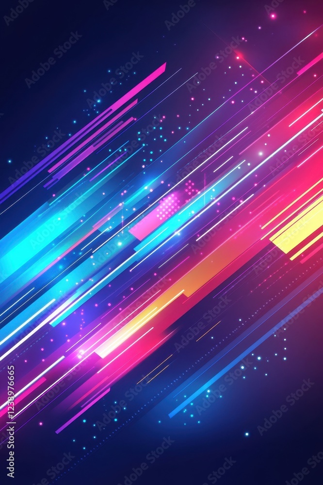 Poster vibrant abstract background with dynamic lines and glowing lights
