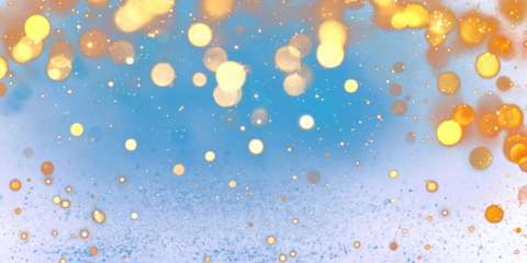 PNG Festive abstract background with golden bokeh lights and glitter on a navy festive astronomy sparkling.
