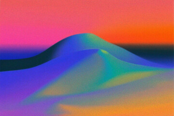 Abstract Vivid Grainy Gradient Background, Mountains landscape 