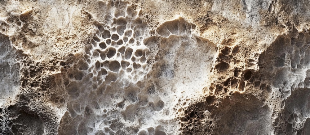 Aufkleber Textured stone surface with natural patterns and light play in neutral colors ideal for background design or artistic projects Copy Space