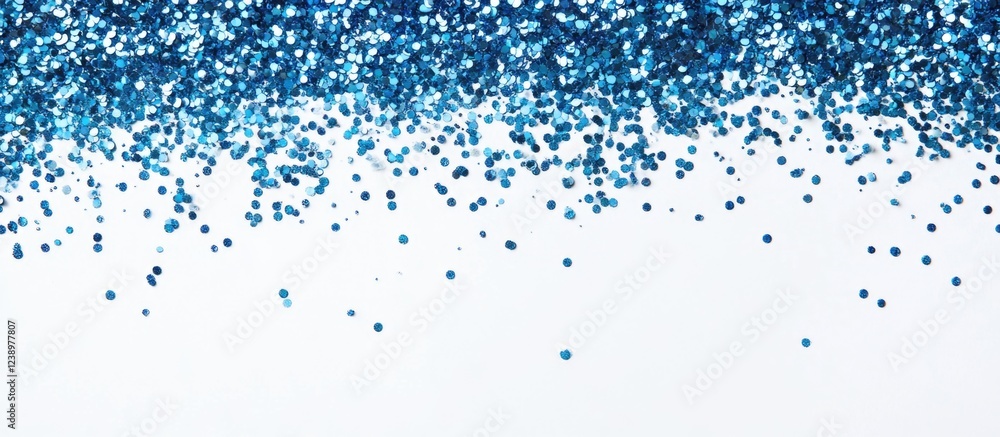 Aufkleber Blue glitter scattered across a white background with a smooth gradient effect and ample Copy Space for text placement