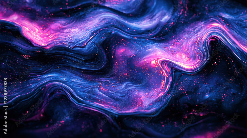 Aufkleber vivid swirls of pink and purple dance against a dark background, creating an enchanting cosmic effec