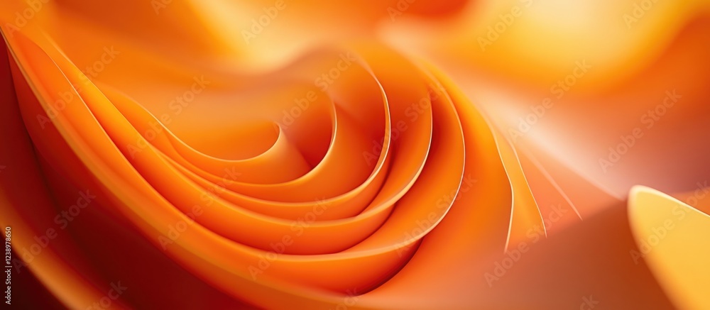 Poster abstract composition of flowing orange curves with soft gradients and smooth texture suitable for ba