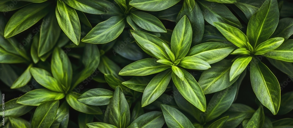 Poster dense green foliage background with fresh leaves showcasing natural patterns and texture ideal for d