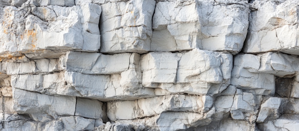 Poster Textured layers of gray limestone rock formation suitable for background use with Copy Space available