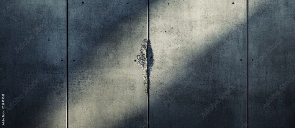 Poster abstract concrete wall with a crack and dramatic lighting showcasing texture and shadow, suitable fo