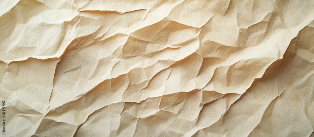 Poster kaleidoscopic texture of crumpled beige paper background suitable for abstract design and artistic p