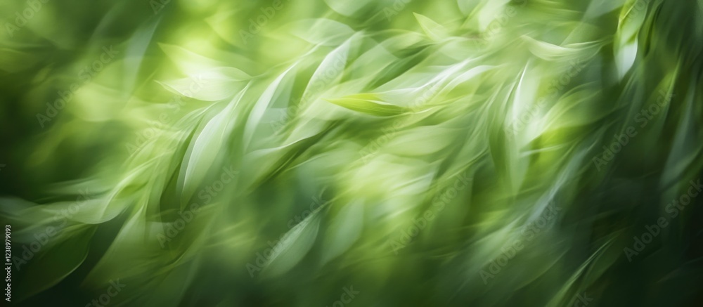Poster abstract green leaf background with soft focus and motion blur ideal for texture or nature themes co