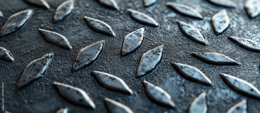 Poster textured metal surface with diamond pattern background in close-up view suitable for industrial and 