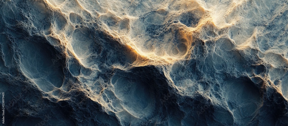 Poster abstract texture pattern with intricate details and contrasting colors resembling geological formati