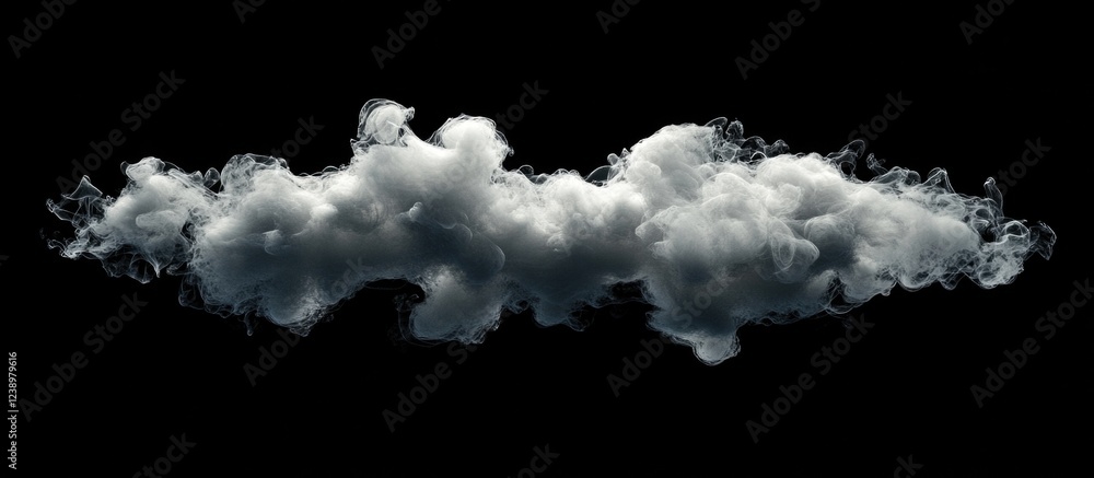 Poster Dark background with a realistic soft white cloud in the center with subtle textures and shapes ideal for design projects with Copy Space