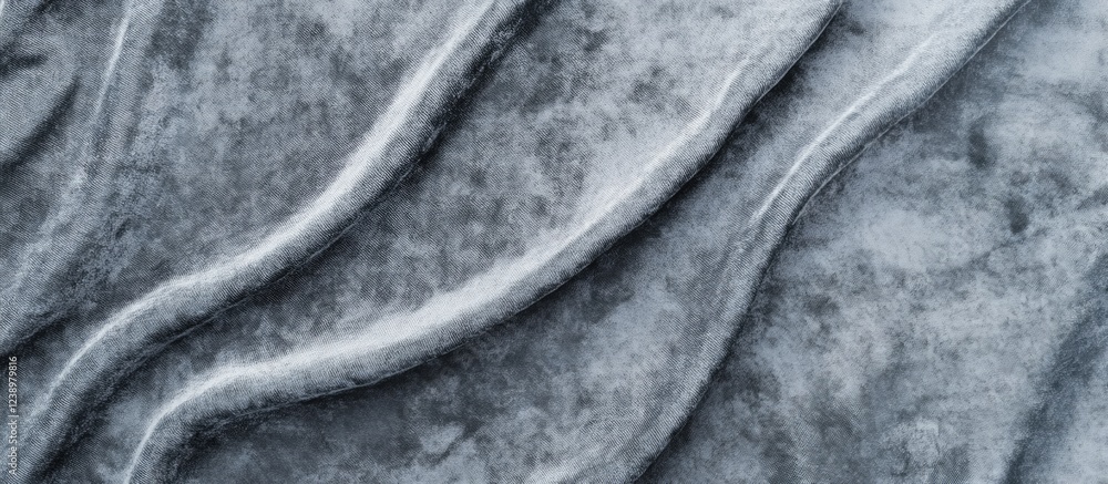Aufkleber Textured surface of gray fabric with flowing waves and folds suitable for background or design use with Copy Space