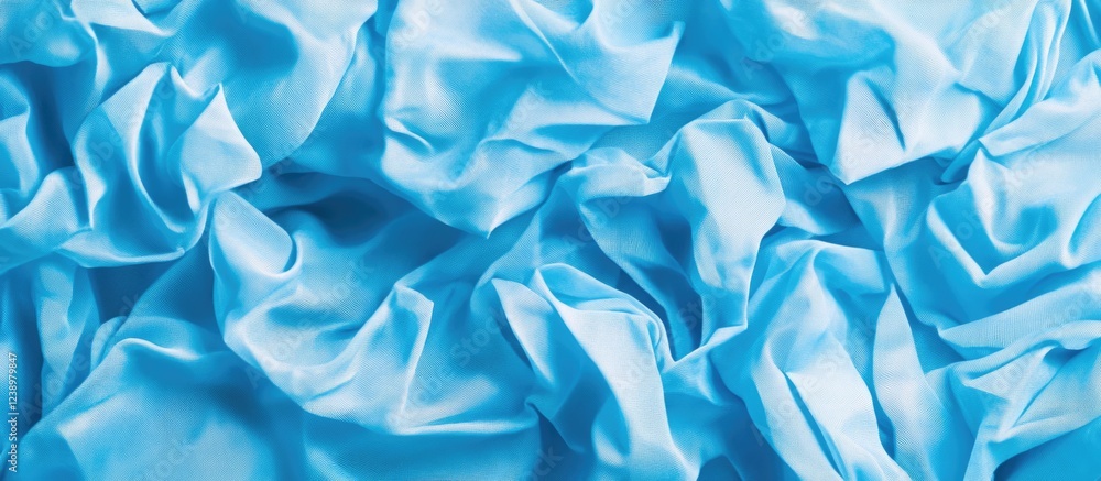 Aufkleber Textured blue fabric background with soft folds and creases, ideal for textile patterns or design elements. Copy Space.
