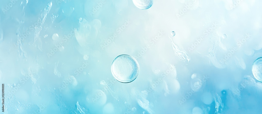 Poster blue abstract background with water droplets and bubbles on a soft gradient texture ideal for design